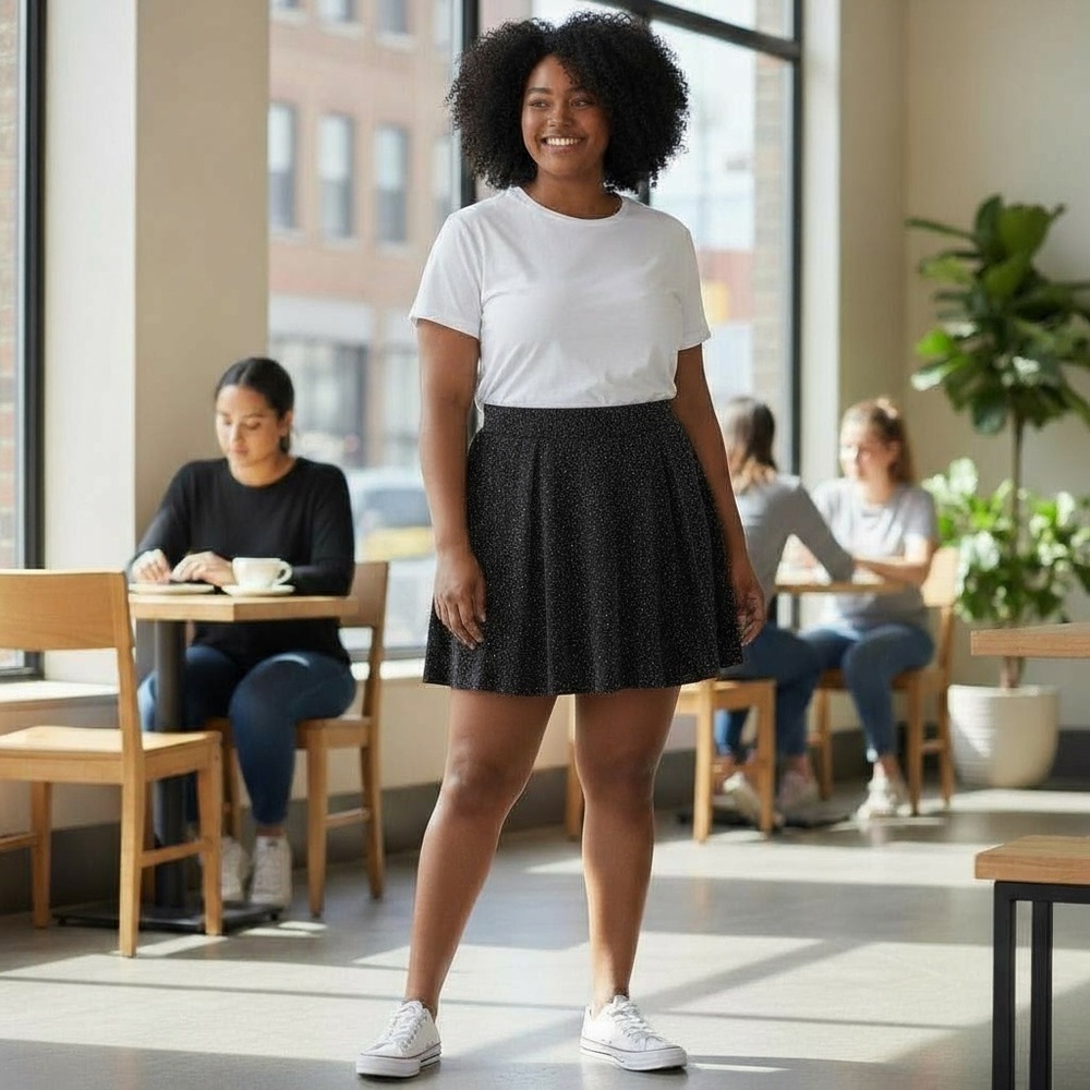 White‎ Birch Black Glitter Skort Plus Size 3X Elastic Waist Shorts